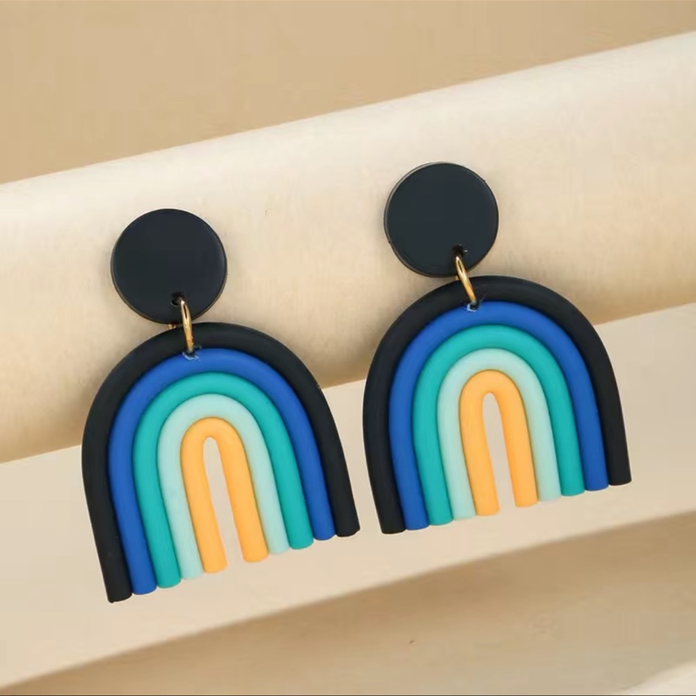 Clay rainbow shaped earrings